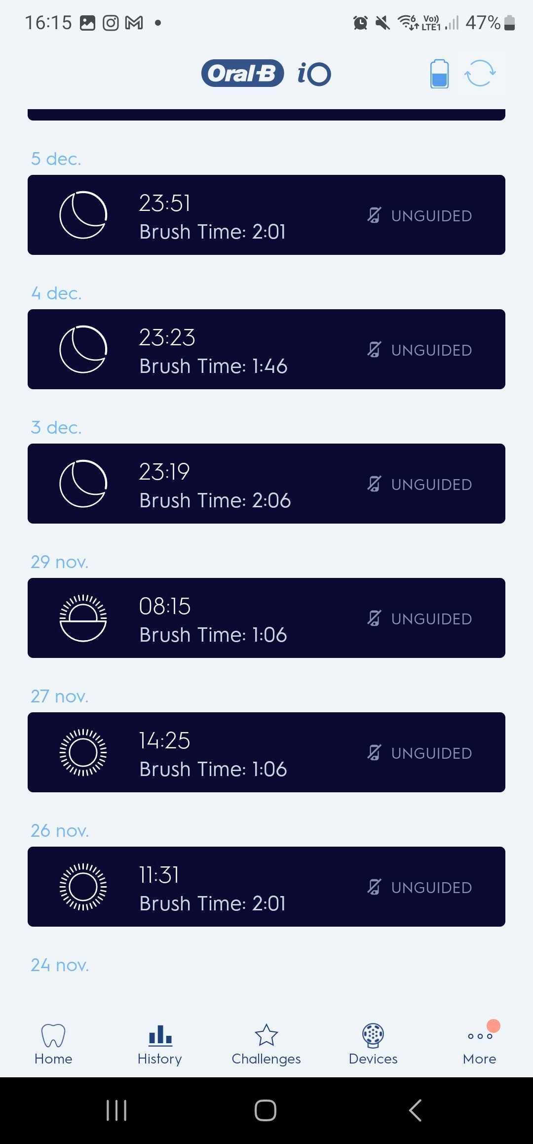 Screenshot Oral-B app